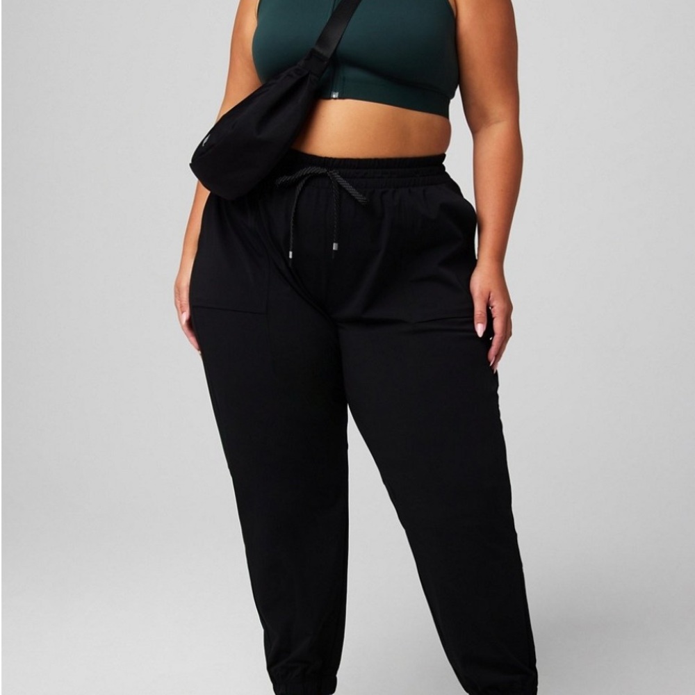Fabletics Stretchy Black Track Pants with Elastic Waistband and Cuffs